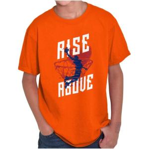 Rise Above Basketball Slam Dunk Boys Kids T Shirt Tees Tops(Orange)
