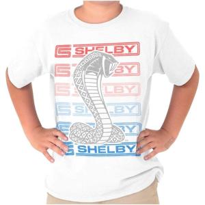 Shelby Motors Racing Cobra Logo Crewneck T Shirts Boy Girl(White)