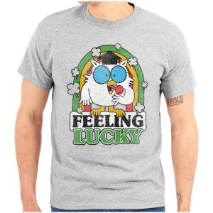 St Paddys Feeling Lucky Tootsie Owl Graphic T Shirt Men or Women(Sport Grey)