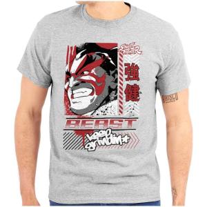 Street Fighter E Honda Beast Grindin Mens Graphic T Shirt Tees(Sport Grey)
