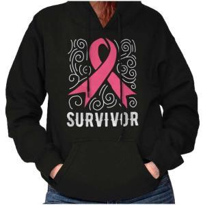 Survivor Breast Cancer Pink Ribbon Hoodie Sweatshirt Women(Black)