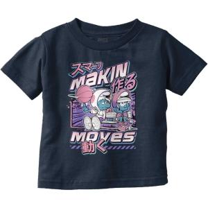 The Smurfs Cool Kanji Makin Moves Toddler Boy Girl T Shirt(Navy)