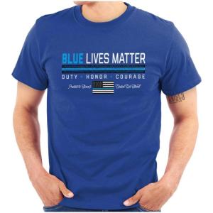 Thin Blue Line Lives Matter Police Graphic T Shirt Men or Women(Royal)