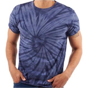 Tie Dye Shirt Colorful Spiral Short Sleeve Knit T-Shirt Crewneck Top(Spider Navy)