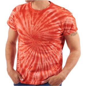 Tie Dye Shirt Colorful Spiral Short Sleeve Knit T-Shirt Crewneck Top(Spider Red)