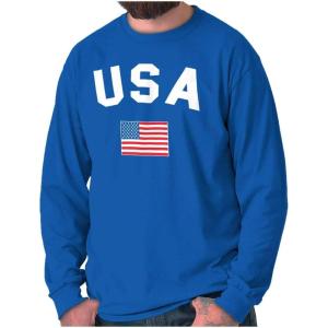 USA Patriot 4th of July Memorial Day Long Sleeve Tshirt Men Women(Royal)