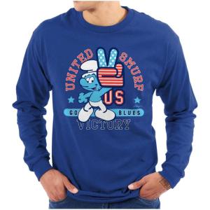 United Smurf Americana Varsity Long Sleeve Tshirt Men Women(Royal)