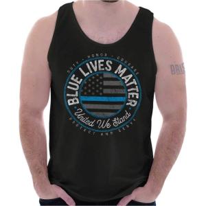 United We Stand Blue Line USA Flag Tank Top T Shirts Men Women(Black)
