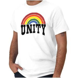 Unity Rainbow Social Justice Equality Graphic T Shirt Men or Women(White)