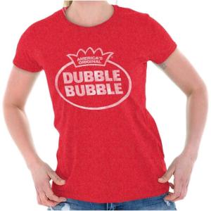 Vintage Dubble Bubble Original Logo Womens Slim Fit Graphic Tee(Heather Red)