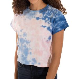 Womens Tie Dye Crop Top Juniors Colorful Spiral Short Sleeve Crewneck T-Shirt(Bubblegum Sky)