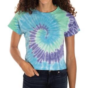 Womens Tie Dye Crop Top Juniors Colorful Spiral Short Sleeve Crewneck T-Shirt(Moondrop)