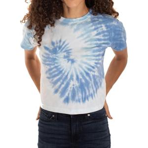 Womens Tie Dye Crop Top Juniors Colorful Spiral Short Sleeve Crewneck T-Shirt(Peppermint)