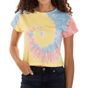 Womens Tie Dye Crop Top Juniors Colorful Spiral Short Sleeve Crewneck T-Shirt(Snowcone)