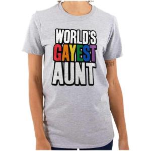 Worlds Gayest Aunt LGBTQ Family Pride Womens Graphic T Shirt Tees(Sport Grey)