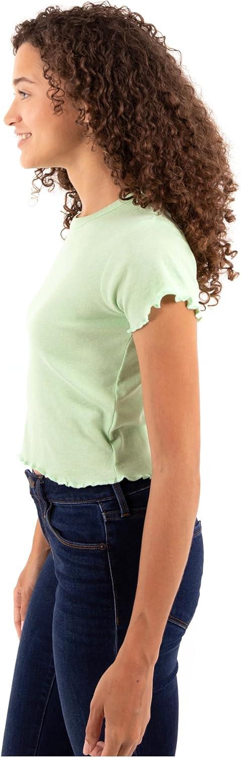 imageBetty Boop Pudgy The Dog Best Buds Juniors Lettuce Trim Crop Top Womens Baby TeeMint Green