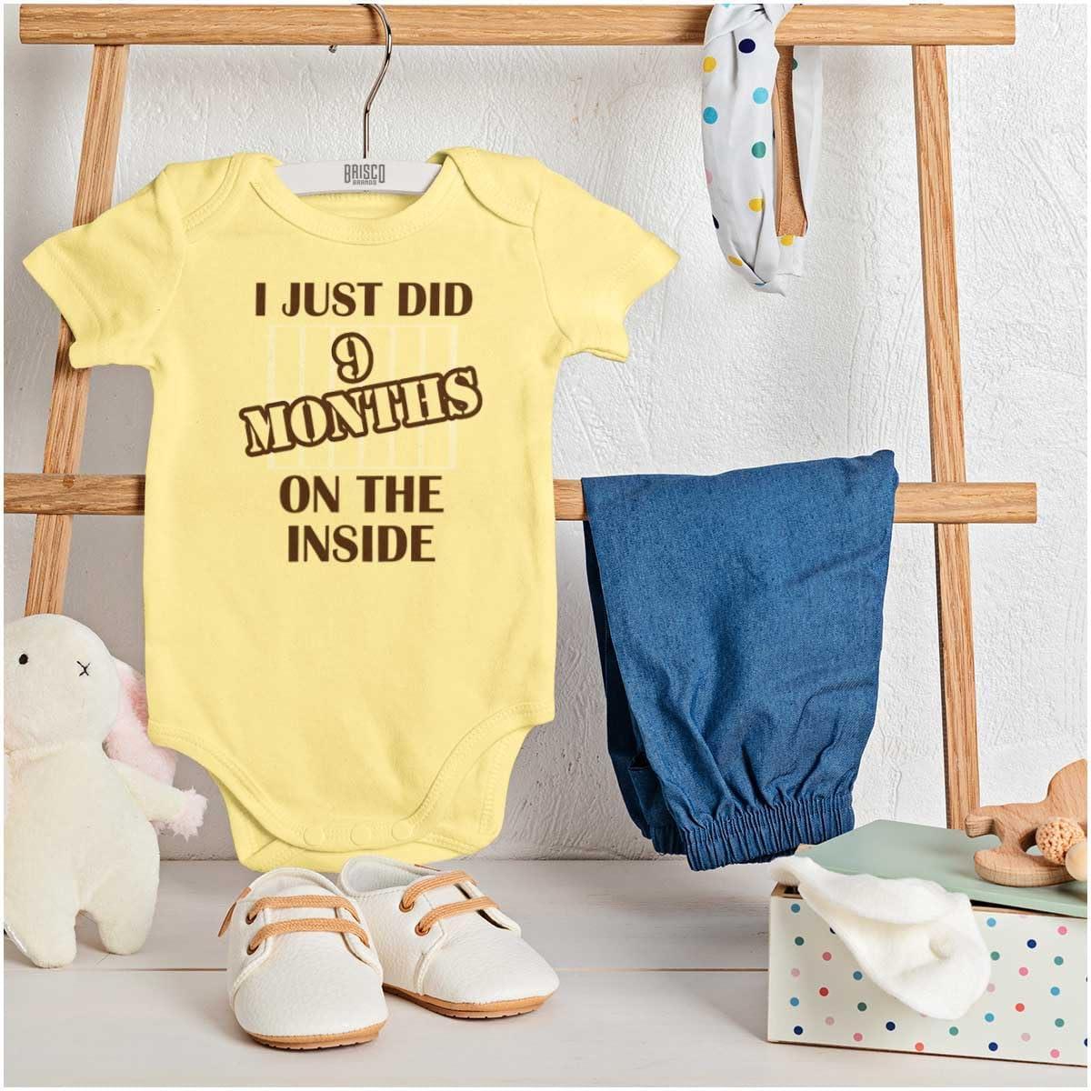 imageBrisco Brands 9 Months Inside Resisting A Rest Funny Baby Romper Boys or Girls9 Months Inside Banana