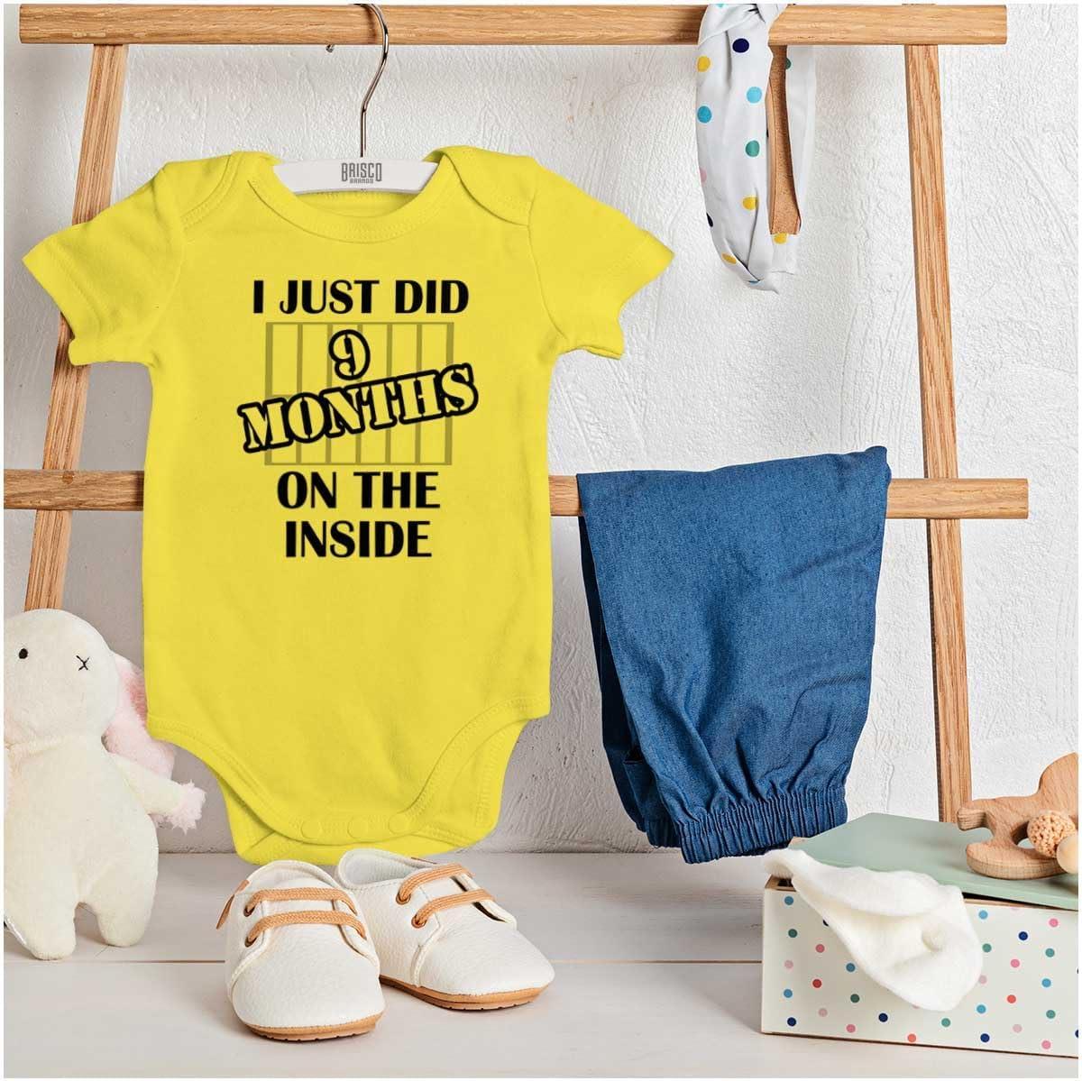 imageBrisco Brands 9 Months Inside Resisting A Rest Funny Baby Romper Boys or Girls9 Months Inside Zest