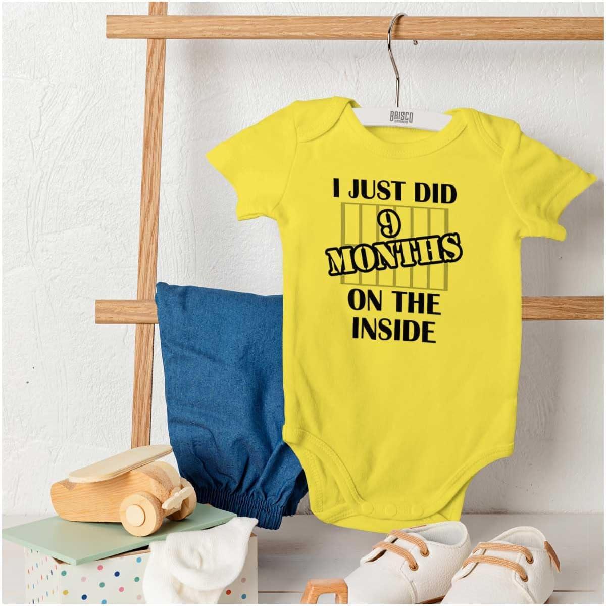 imageBrisco Brands 9 Months Inside Resisting A Rest Funny Baby Romper Boys or Girls9 Months Inside Zest