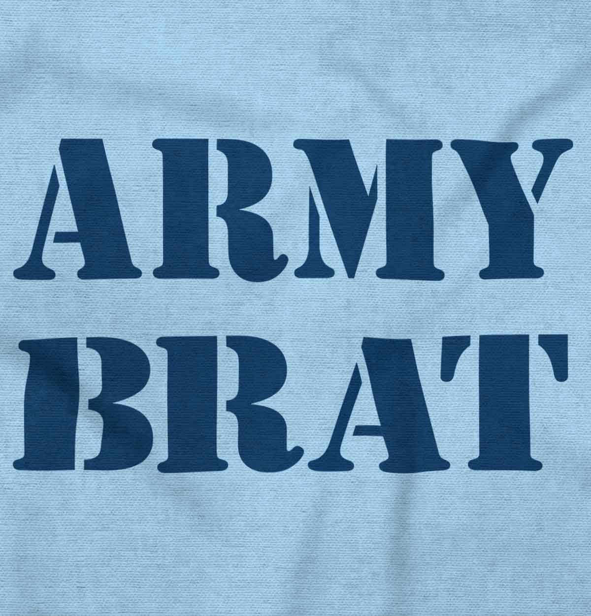 imageBrisco Brands Army Brat Funny Military USA Child Baby Romper Boys or GirlsLight Blue