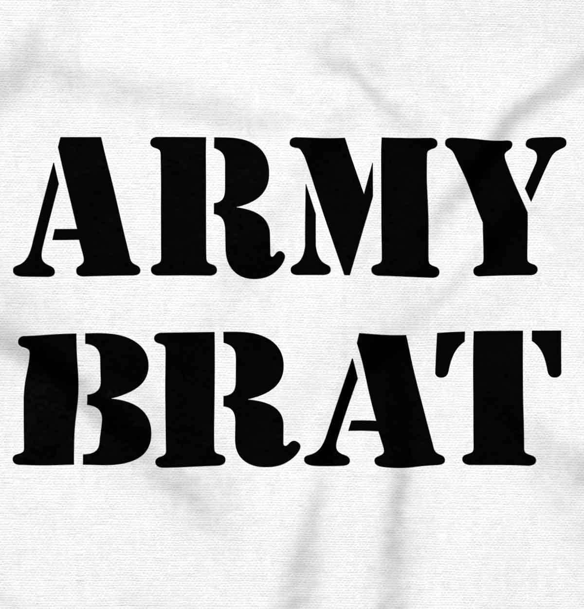 imageBrisco Brands Army Brat Funny Military USA Child Baby Romper Boys or GirlsWhite