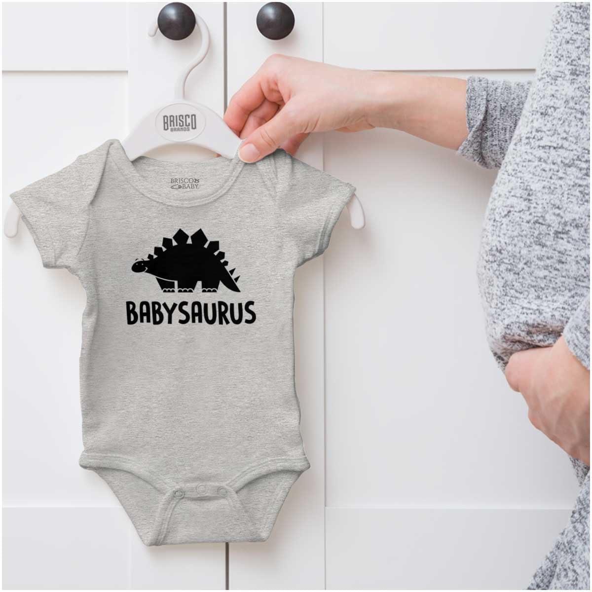 imageBrisco Brands Babysaurus Adorable Little Dinosaur Baby Bodysuit Jumper BoysHeather