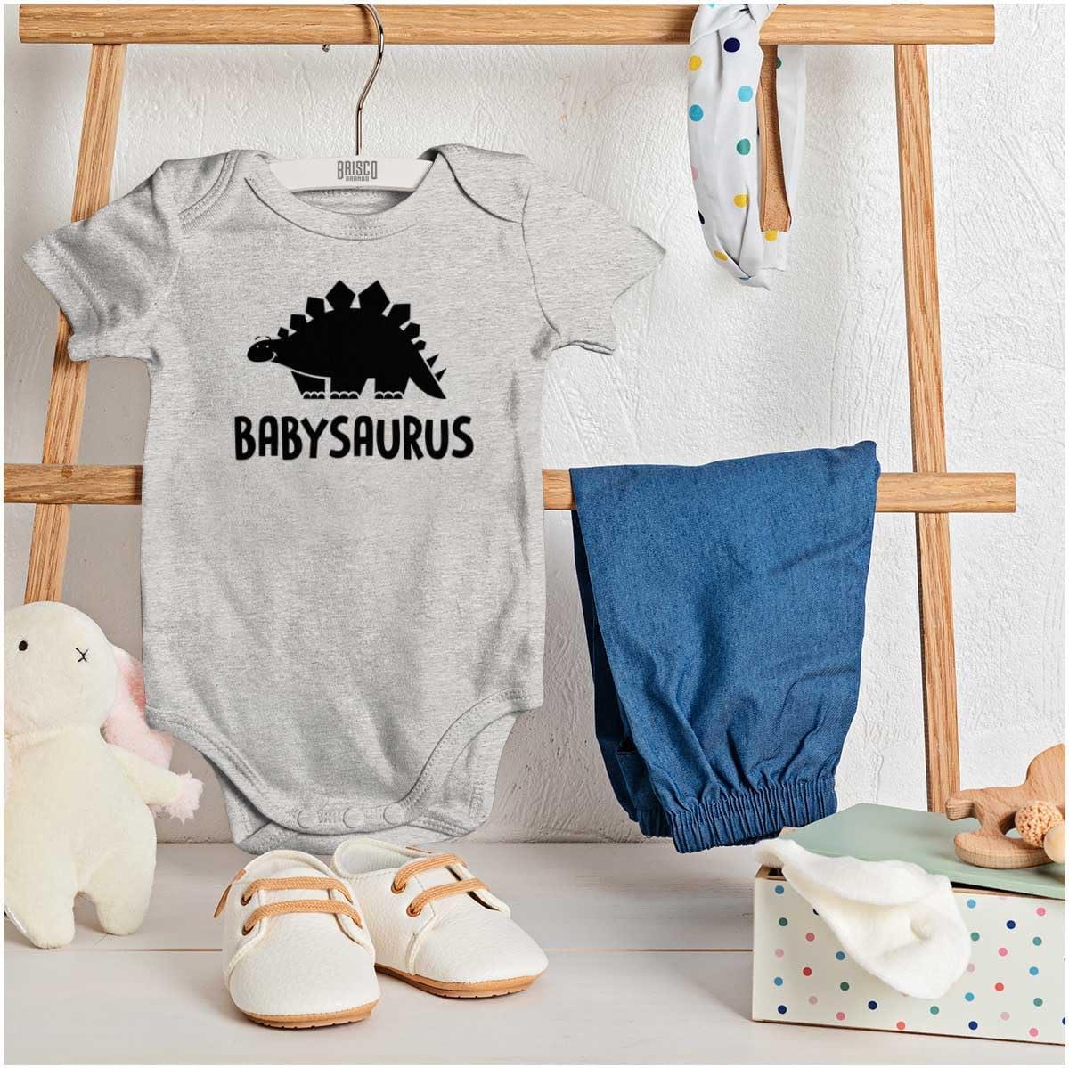 imageBrisco Brands Babysaurus Adorable Little Dinosaur Baby Bodysuit Jumper BoysHeather