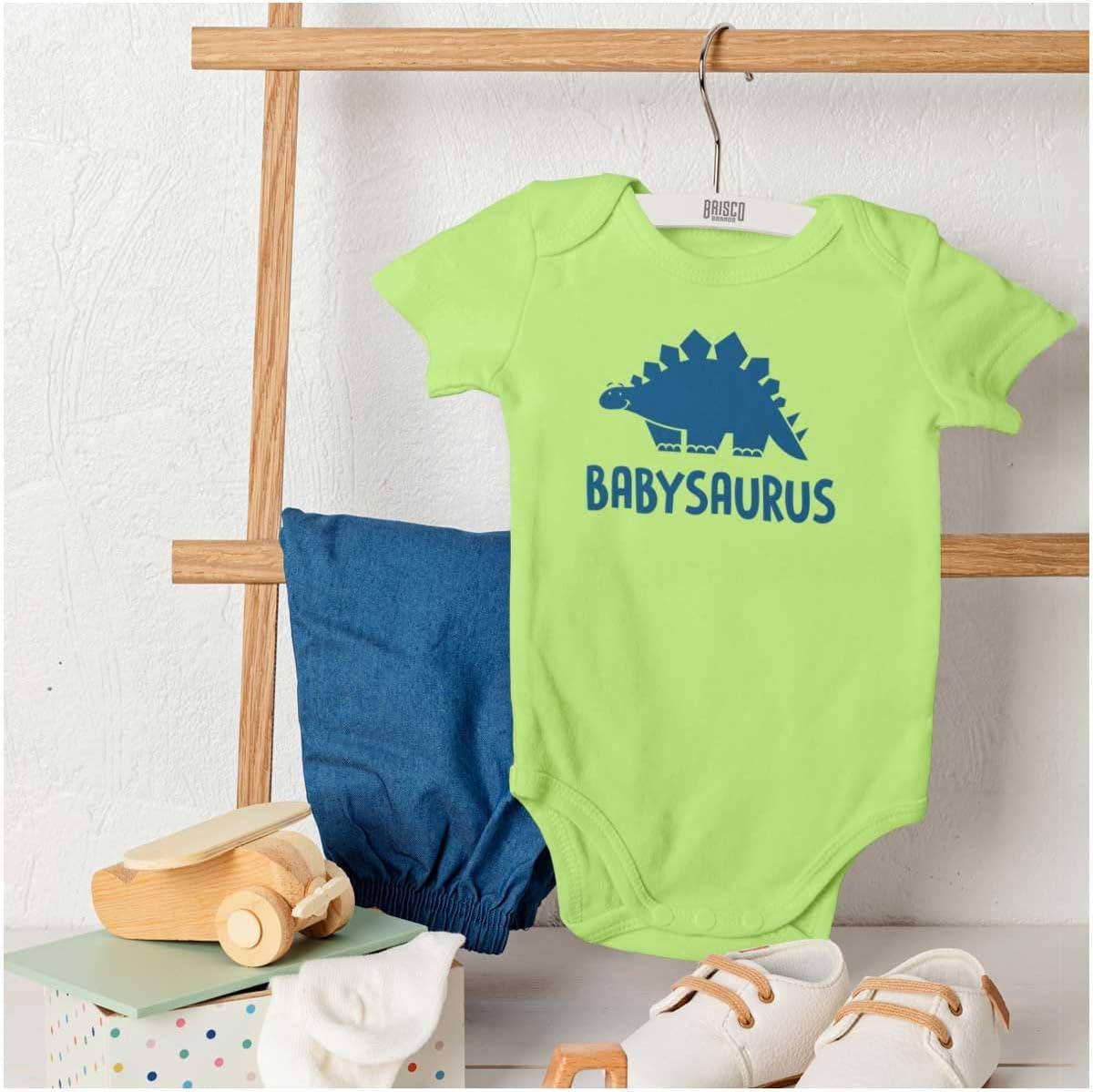 imageBrisco Brands Babysaurus Adorable Little Dinosaur Baby Bodysuit Jumper BoysKey Lime