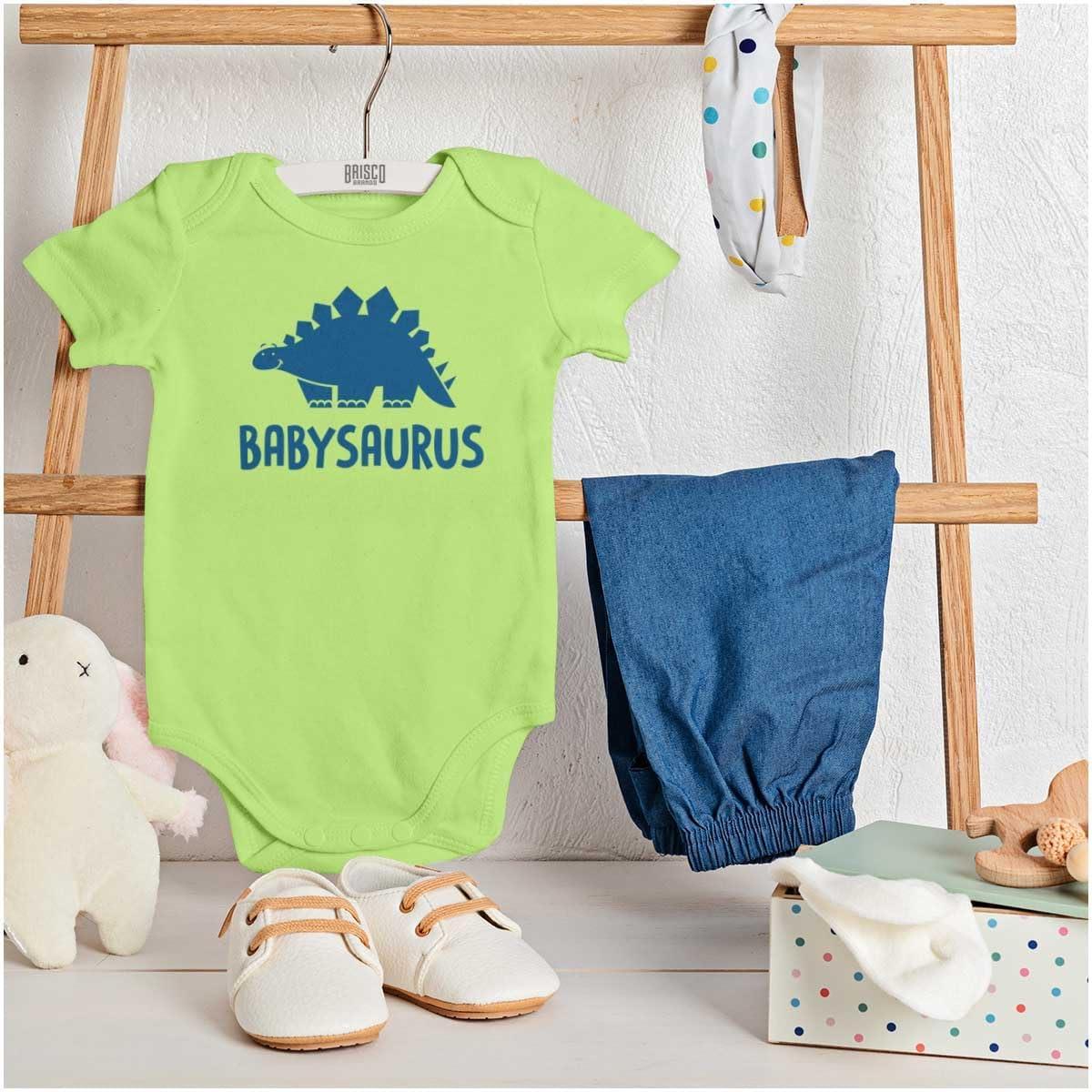 imageBrisco Brands Babysaurus Adorable Little Dinosaur Baby Bodysuit Jumper BoysKey Lime