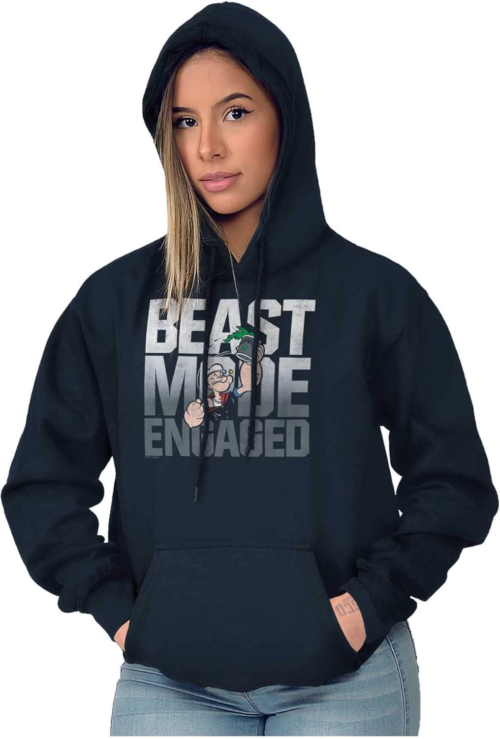 imageBrisco Brands Beast Gym Engaged Popeye Sailor Hoodie Sweatshirt Women MenNavy