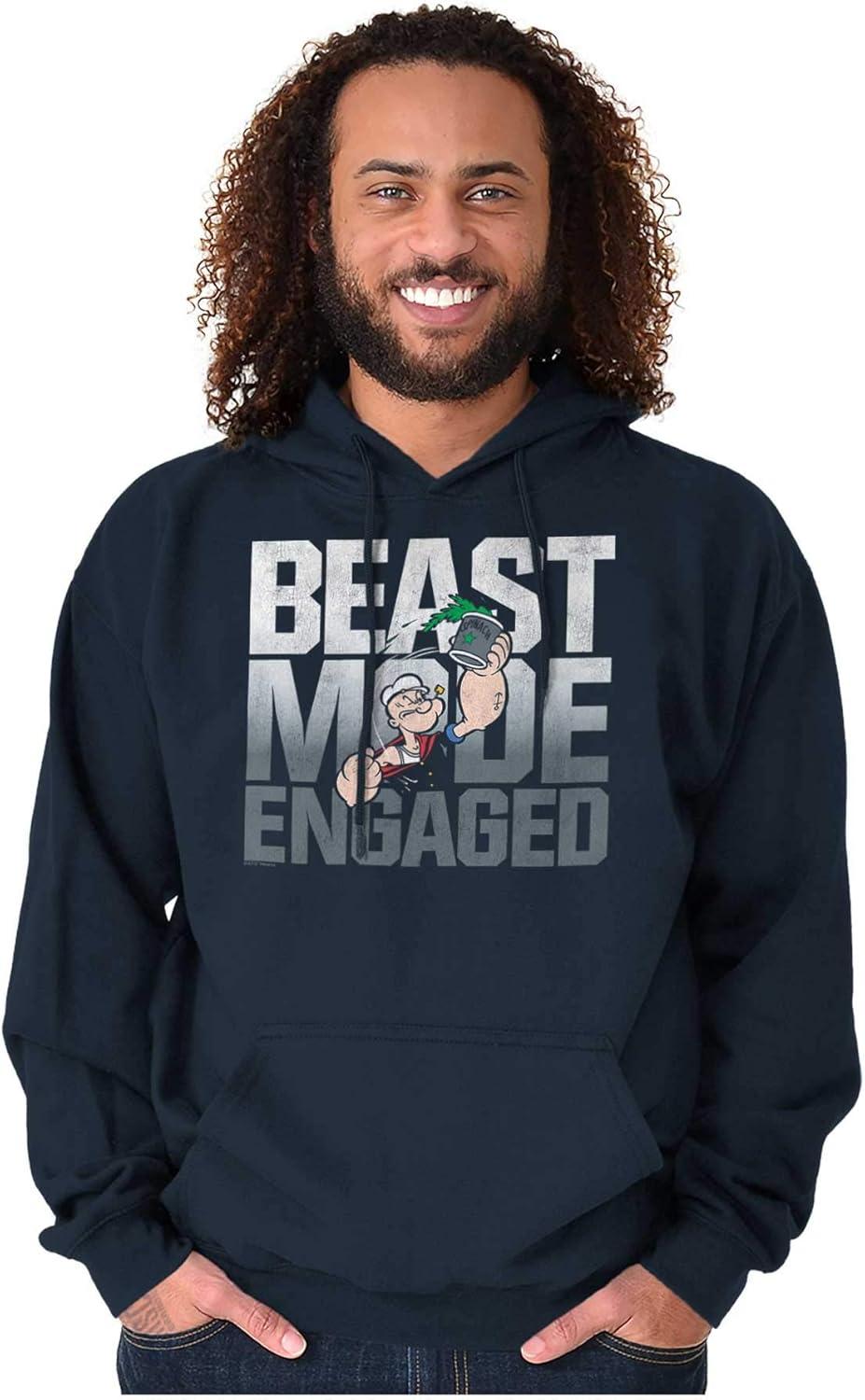 imageBrisco Brands Beast Gym Engaged Popeye Sailor Hoodie Sweatshirt Women MenNavy