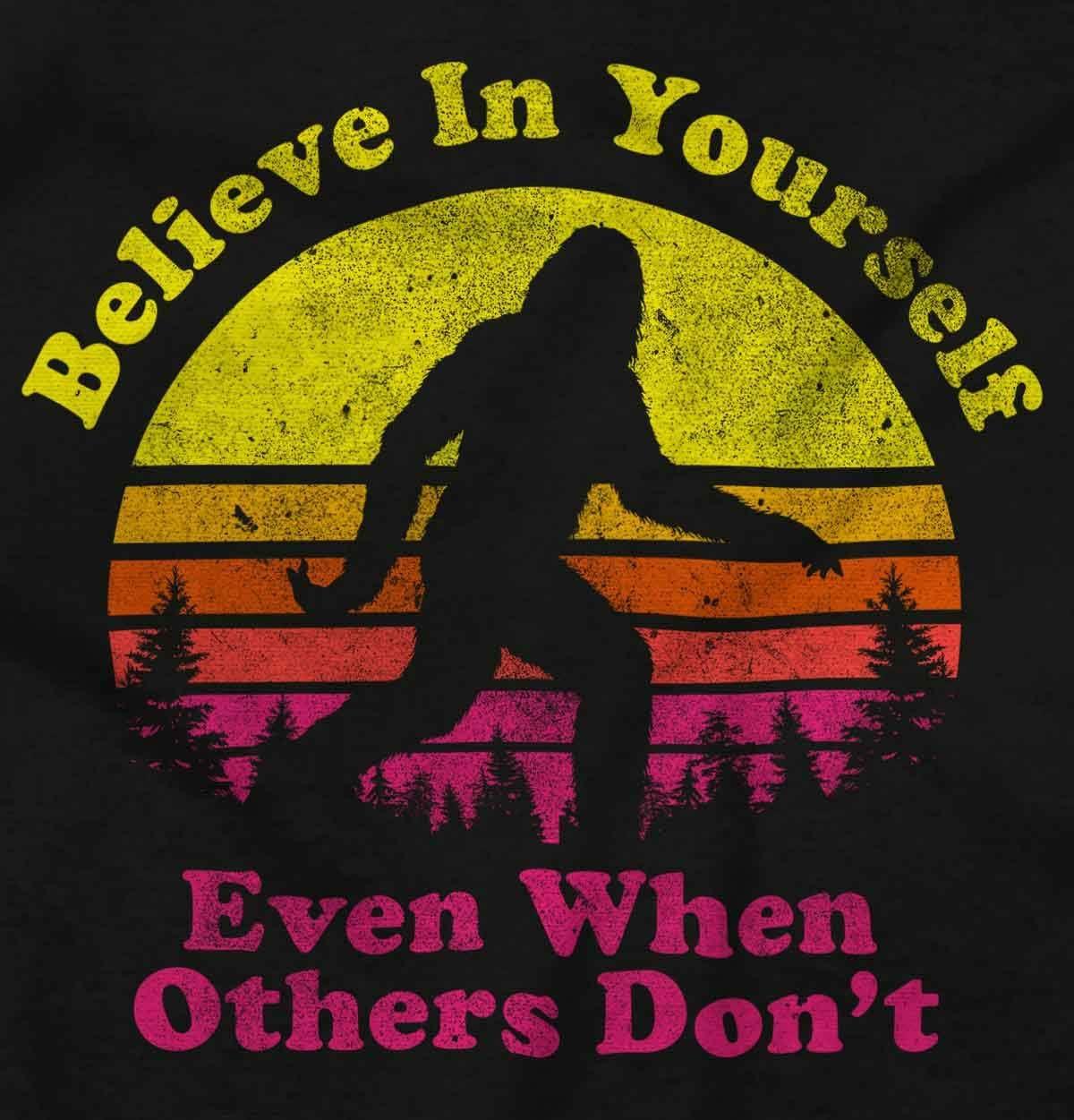 imageBrisco Brands Believe In Yourself Bigfoot Sasquatch Baby Romper Boys or GirlsBlack