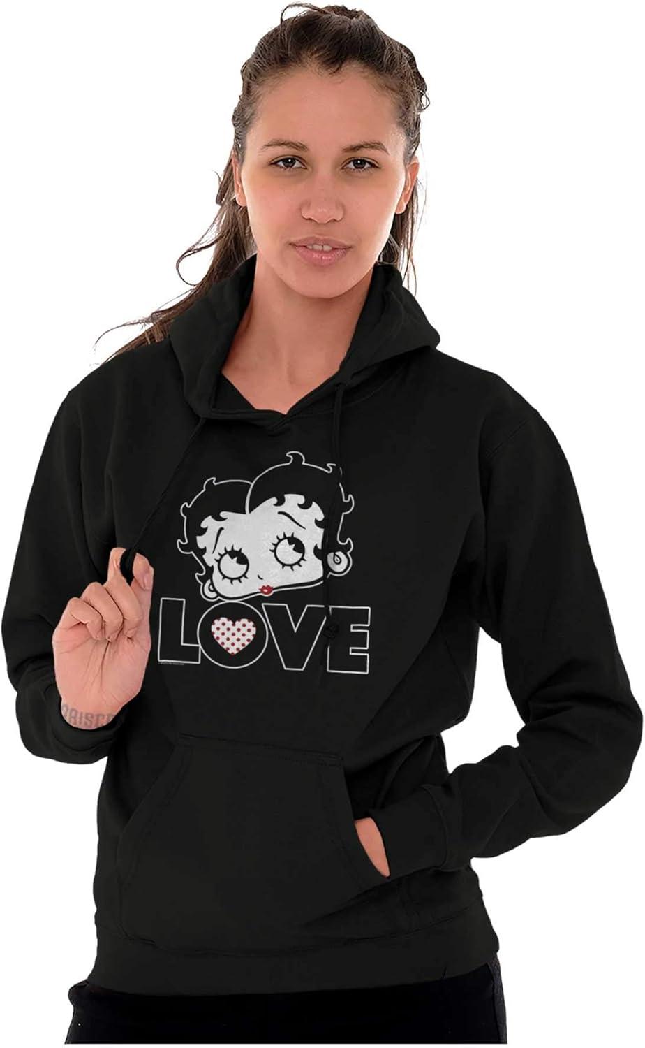 imageBrisco Brands Betty Boop Love Cute Girly Cartoon Hoodie Sweatshirt WomenBlack