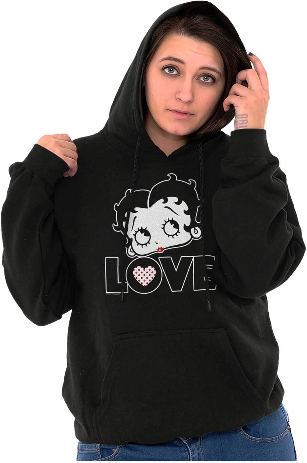 imageBrisco Brands Betty Boop Love Cute Girly Cartoon Hoodie Sweatshirt WomenBlack