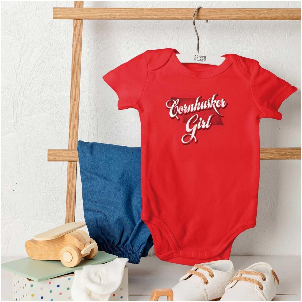 imageBrisco Brands Cornhusker Girl Cute Nebraska Pride Baby Bodysuit Jumper GirlsRed