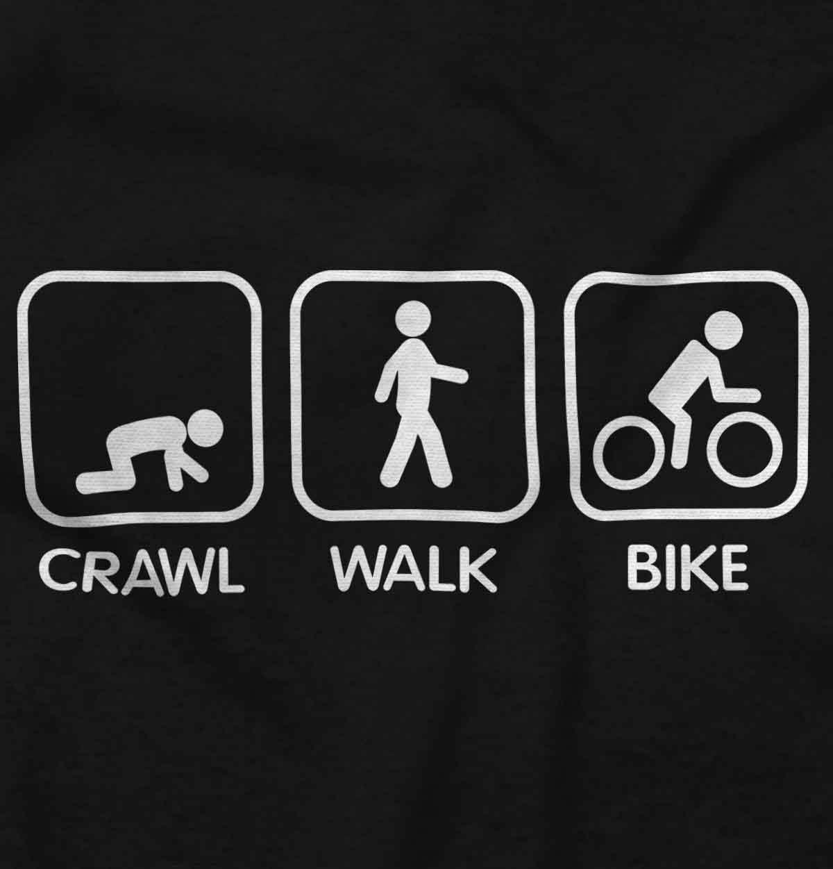 imageBrisco Brands Crawl Walk Bike Street Sign Humor Baby Romper Boys or GirlsBlack