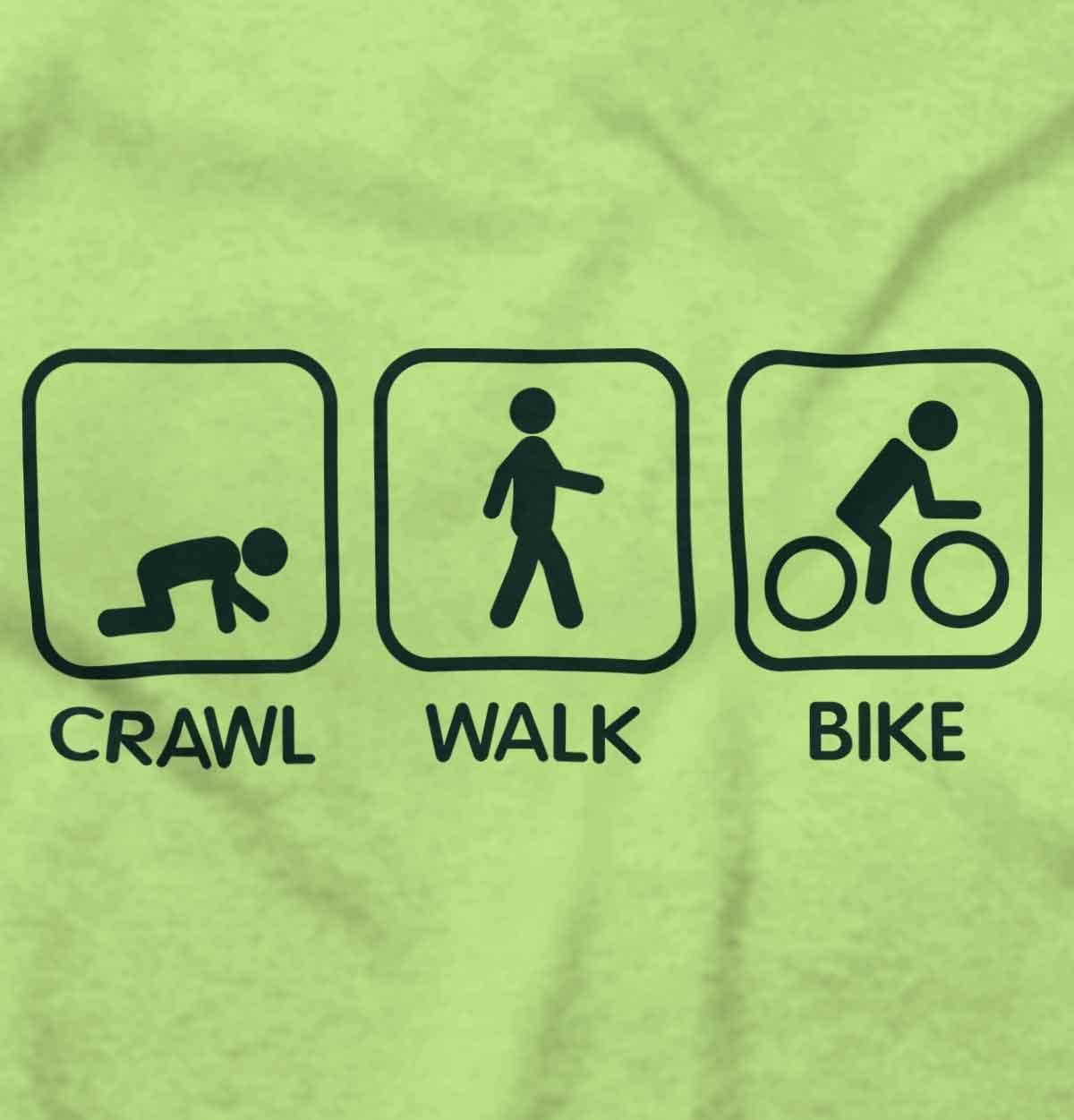 imageBrisco Brands Crawl Walk Bike Street Sign Humor Baby Romper Boys or GirlsKey Lime