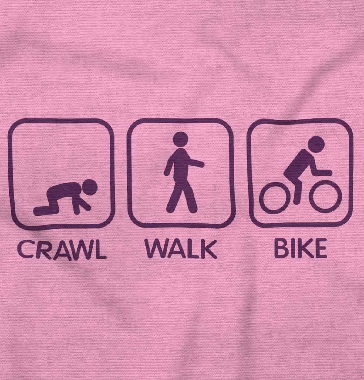 imageBrisco Brands Crawl Walk Bike Street Sign Humor Baby Romper Boys or GirlsPink