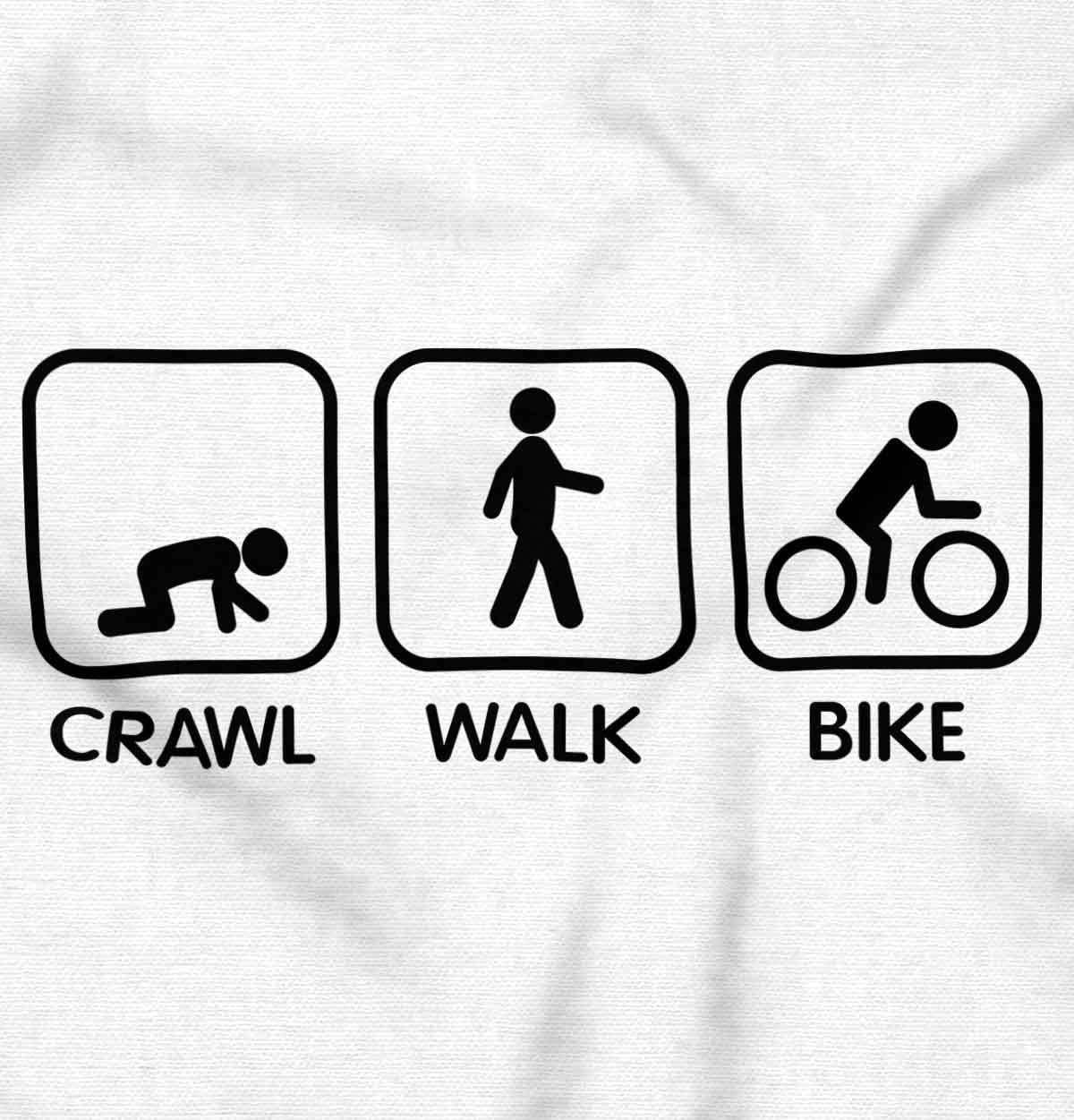 imageBrisco Brands Crawl Walk Bike Street Sign Humor Baby Romper Boys or GirlsWhite