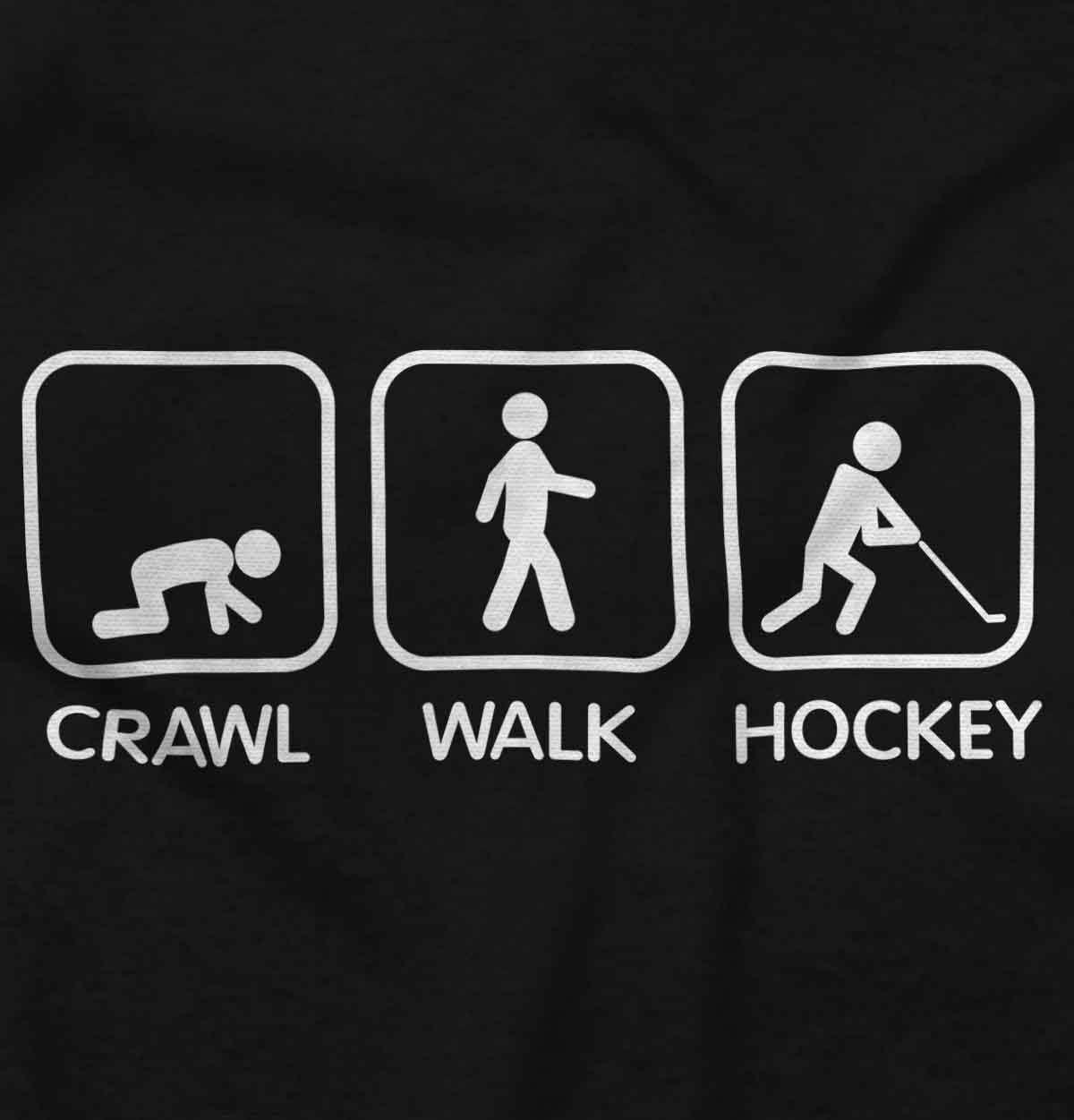 imageBrisco Brands Crawl Walk Hockey Street Sign Humor Baby Romper Boys or GirlsBlack