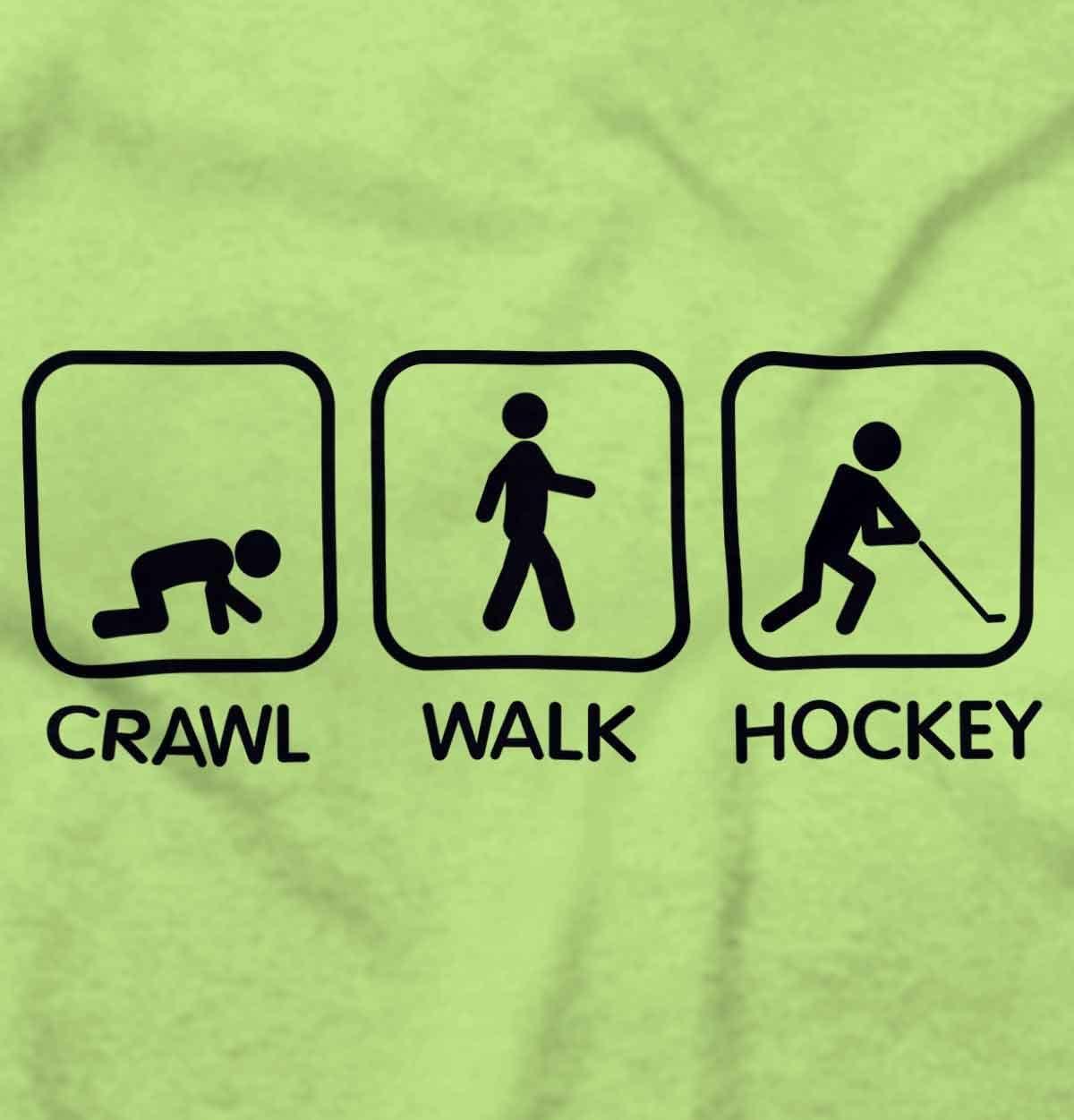 imageBrisco Brands Crawl Walk Hockey Street Sign Humor Baby Romper Boys or GirlsKey Lime