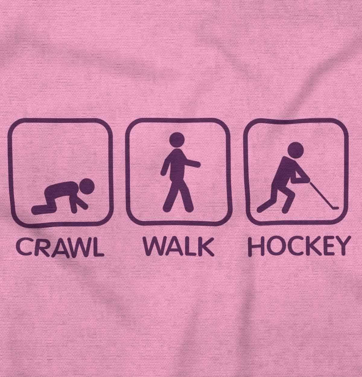imageBrisco Brands Crawl Walk Hockey Street Sign Humor Baby Romper Boys or GirlsPink