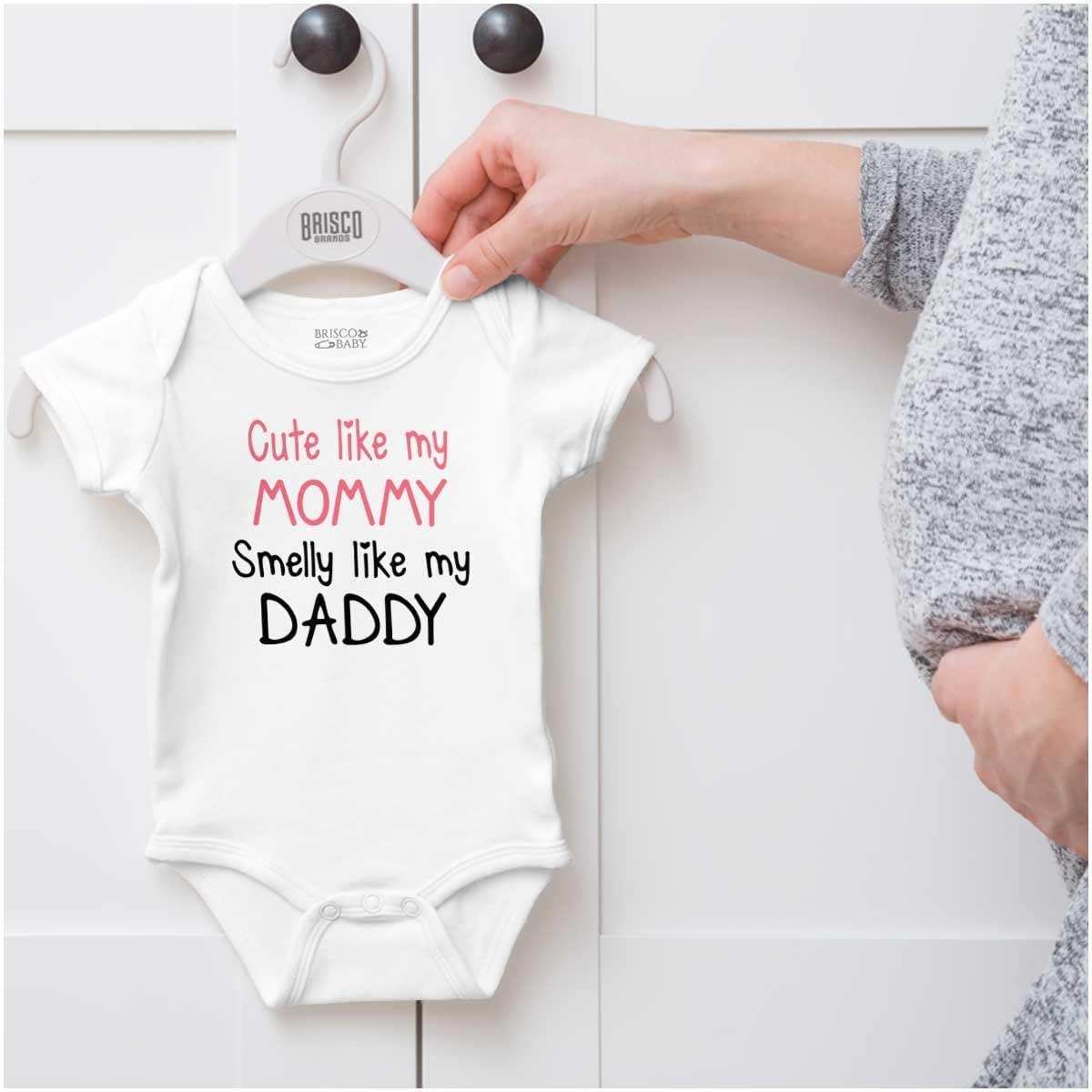 imageBrisco Brands Cute like Mommy Smelly like Daddy Baby Bodysuit Jumper GirlsWhite