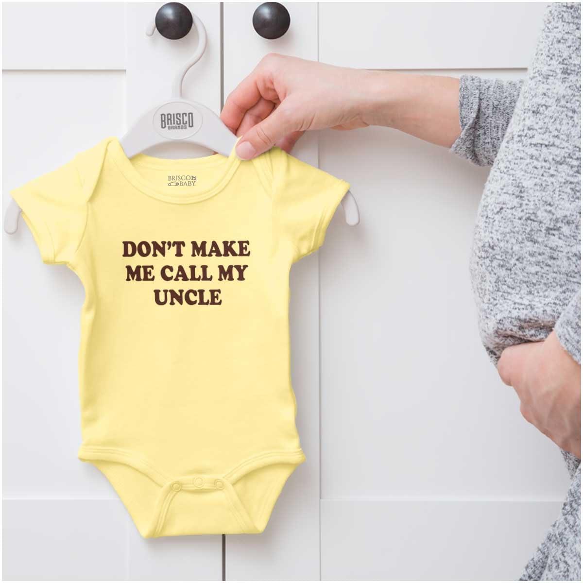 imageBrisco Brands Dont Make Me Call My Uncle Baby Romper Boys or GirlsBanana