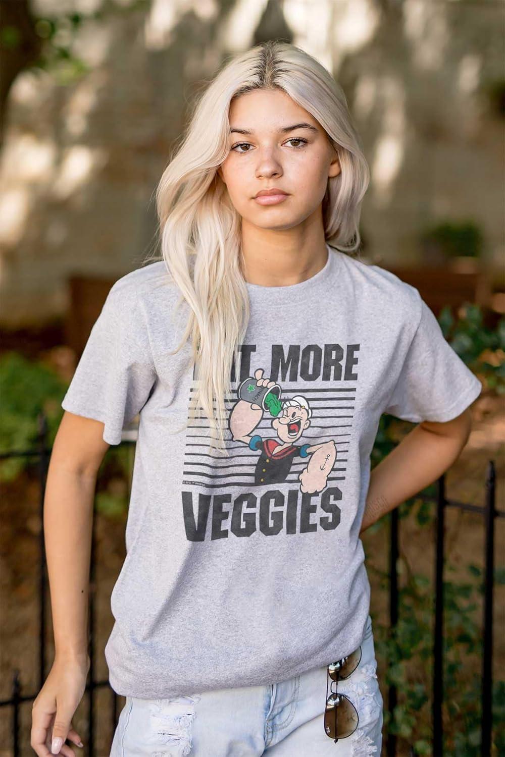 imageBrisco Brands Eat More Veggies Popeye The Sailor Graphic T Shirt Men or WomenSport Grey