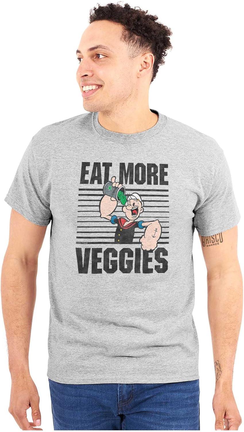 imageBrisco Brands Eat More Veggies Popeye The Sailor Graphic T Shirt Men or WomenSport Grey