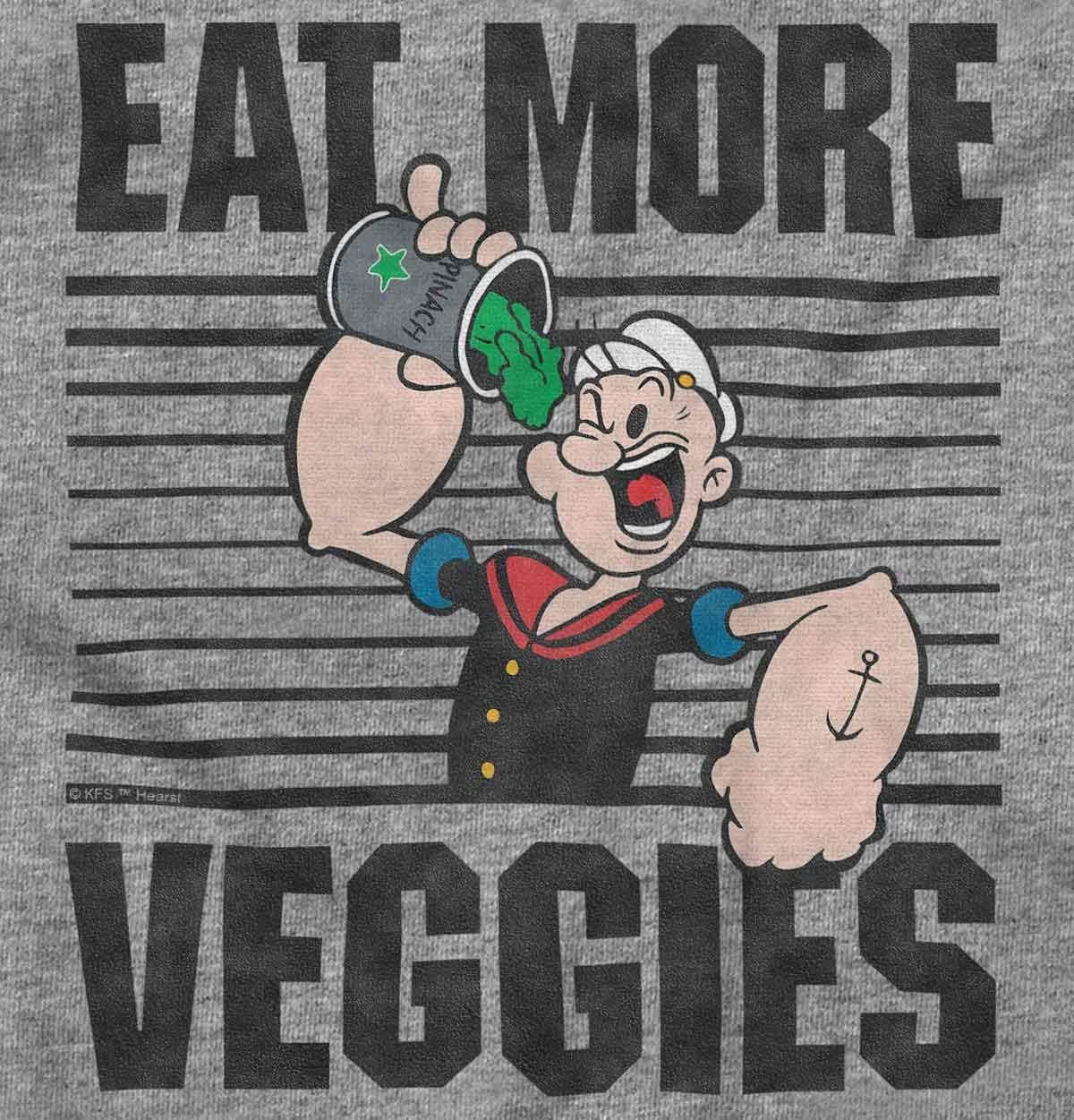imageBrisco Brands Eat More Veggies Popeye The Sailor Graphic T Shirt Men or WomenSport Grey