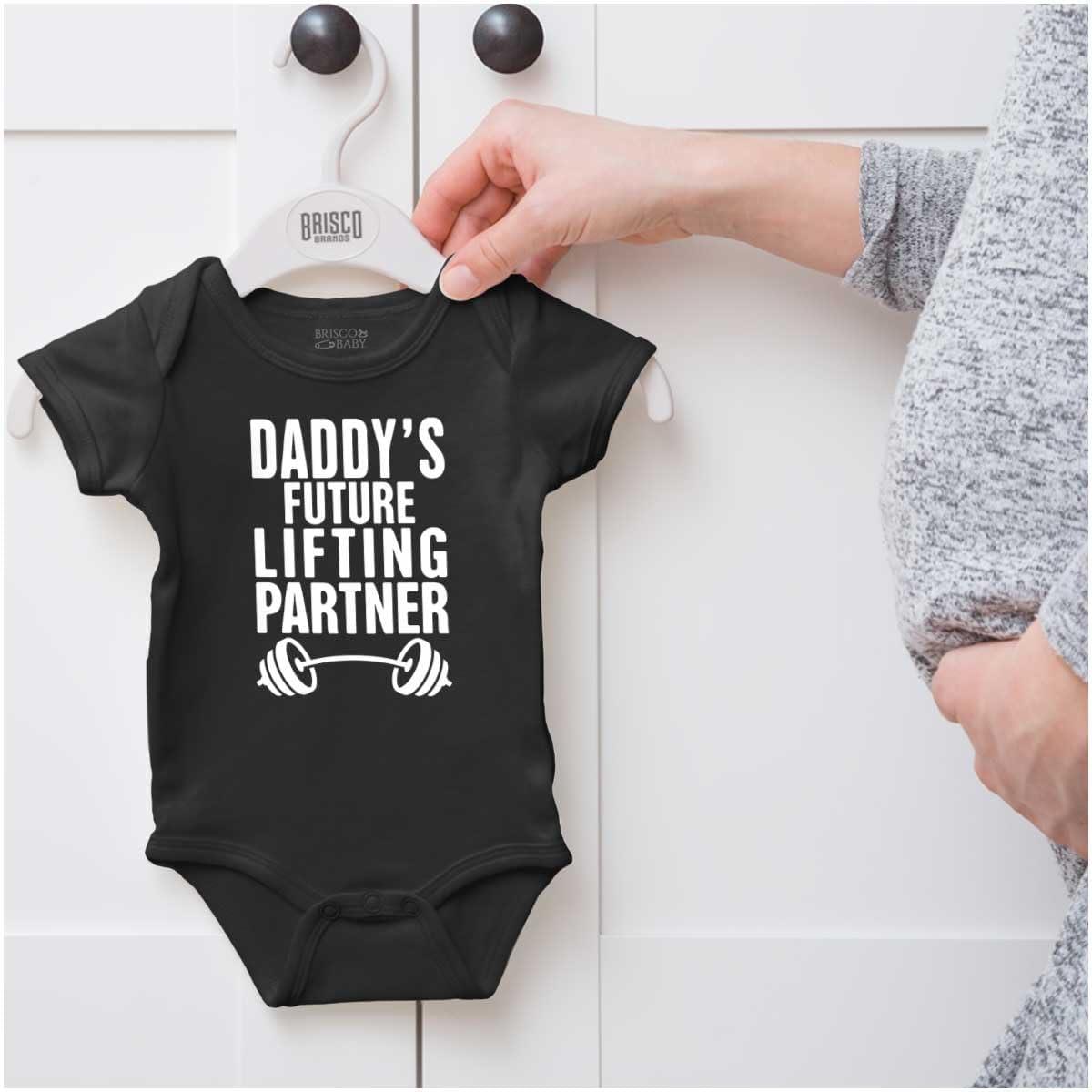 imageBrisco Brands Fathers Day Daddys Future Gym Partner Baby Bodysuit Jumper BoysBlack
