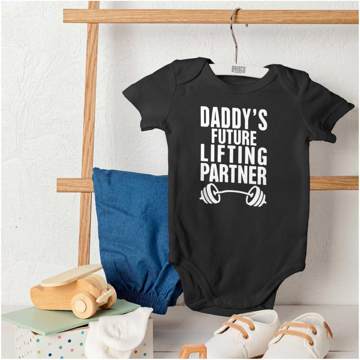 imageBrisco Brands Fathers Day Daddys Future Gym Partner Baby Bodysuit Jumper BoysBlack