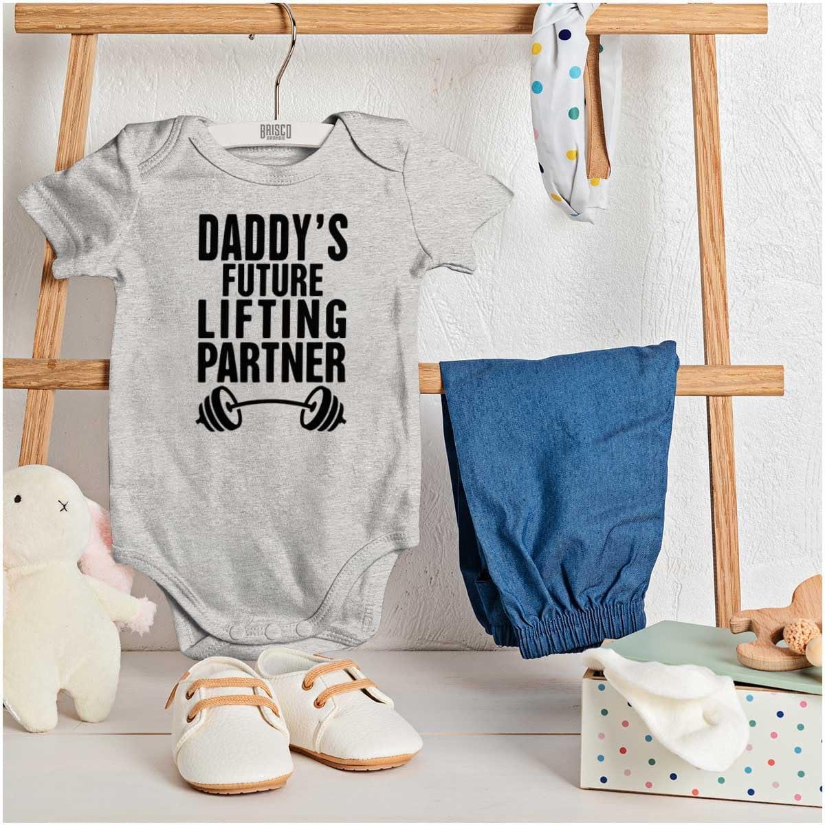 imageBrisco Brands Fathers Day Daddys Future Gym Partner Baby Bodysuit Jumper BoysHeather